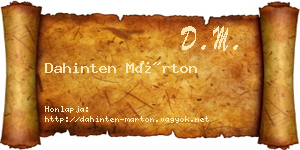 Dahinten Márton névjegykártya